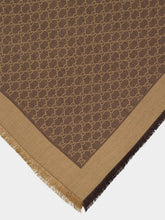 Gucci Brown and Beige GG Silk Wool Shawl