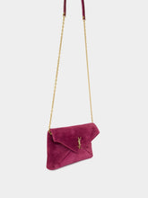 Saint Laurent Cassandre Small Suede Chain Pouch in Deep Fuchsia