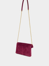 Saint Laurent Cassandre Small Suede Chain Pouch in Deep Fuchsia