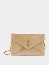 Saint Laurent Clear Beige Cassandre Suede Chain Pouch
