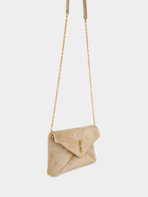 Saint Laurent Clear Beige Cassandre Suede Chain Pouch