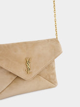 Saint Laurent Clear Beige Cassandre Suede Chain Pouch