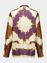 Gucci Brown and Violet Printed Silk Twill Shirt