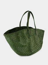 Dragon Diffusion Leaf Green Woven Leather Tote Bag