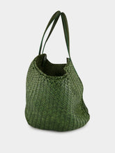 Dragon Diffusion Leaf Green Woven Leather Tote Bag