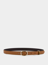 Gucci Brown Thin Leather Belt with Oval Buckle