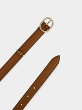 Gucci Brown Thin Leather Belt with Oval Buckle