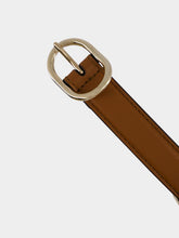 Gucci Brown Thin Leather Belt with Oval Buckle