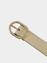 Gucci Ivory Thin Leather Belt with Oval Buckle