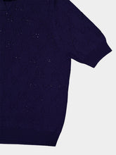 Gucci Blue Cotton-Silk GG Pointelle Polo Shirt