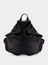 McQueen Black Manta Backpack in Nappa Calf Leather