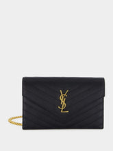 Saint Laurent Black Cassandre Envelope Chain Wallet