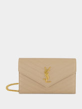 Saint Laurent Dark Beige Cassandre Envelope Chain Wallet