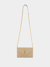 Saint Laurent Dark Beige Cassandre Envelope Chain Wallet