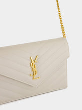 Saint Laurent Crema Soft Cassandre Envelope Chain Wallet