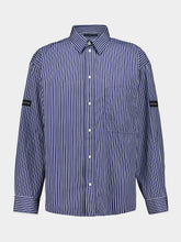Balenciaga Blue Striped Oversized Cotton Shirt