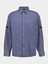 Balenciaga Blue Striped Oversized Cotton Shirt