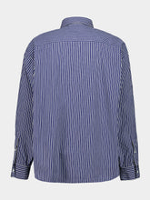 Balenciaga Blue Striped Oversized Cotton Shirt