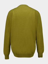 Saint Laurent Olive Green Cashmere V-Neck Sweater