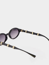 Gucci Black Oval Bamboo Sunglasses