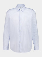 Saint Laurent Chalk and Blue Striped Cotton Poplin Shirt