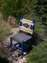 House of Capricorn Handmade Coruche Blue Wood and Reed Dining Chair