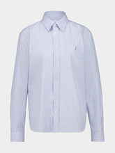 Saint Laurent Blue and Grey Striped Cotton Poplin Shirt