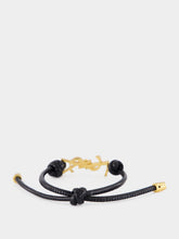 Saint Laurent Black Cassandre Leather Cord Bracelet
