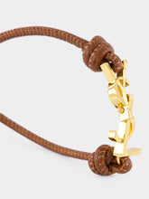 Saint Laurent Warm Brown Cassandre Leather Cord Bracelet