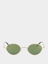 McQueen Gold and Green Round Metal Sunglasses