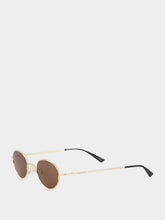 McQueen Gold and Brown Round Metal Sunglasses