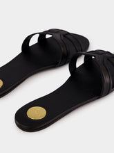 Saint Laurent Black Mabrouka Smooth Leather Slides