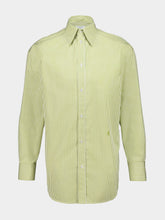 Saint Laurent Khaki and White Striped Cotton Poplin Shirt