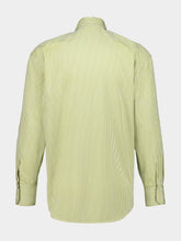 Saint Laurent Khaki and White Striped Cotton Poplin Shirt