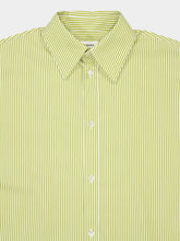 Saint Laurent Khaki and White Striped Cotton Poplin Shirt