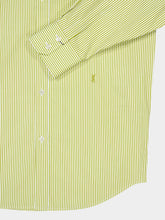 Saint Laurent Khaki and White Striped Cotton Poplin Shirt