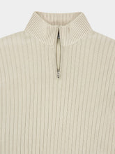 Balenciaga Light Grey Ribbed Zip-Neck Jumper