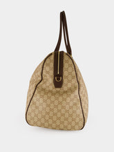 Gucci Sand and Brown Medium GG Duffle Bag with Web