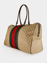 Gucci Sand and Brown Medium GG Duffle Bag with Web