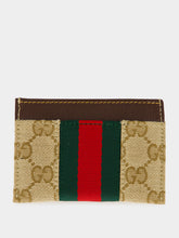 Gucci Sand and Brown Horsebit Web Card Case