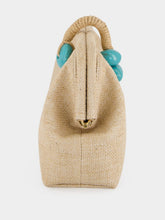 Serena Uziyel Natural Petra Jute Clutch with Aqua Detail