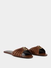 Saint Laurent Aesthetic Brown Babylone Leather Slides