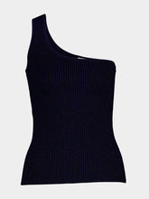Zimmermann Alight Asymmetric Navy Knit Top