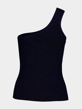 Zimmermann Alight Asymmetric Navy Knit Top