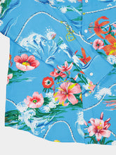 Gucci Blue Floral Print Viscose Shirt