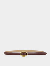 Saint Laurent Dark Beige and Rouge Cabernet Oval Buckle Reversible Belt