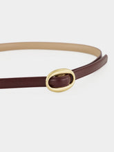 Saint Laurent Dark Beige and Rouge Cabernet Oval Buckle Reversible Belt