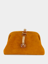 Serena Uziyel Camel Petra Suede Clutch with Almond Detail