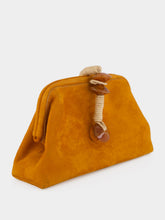 Serena Uziyel Camel Petra Suede Clutch with Almond Detail