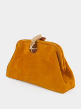 Serena Uziyel Camel Petra Suede Clutch with Almond Detail